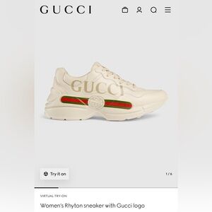 Gucci Beige Sneakers with Red and Green logo AUTHENTIC